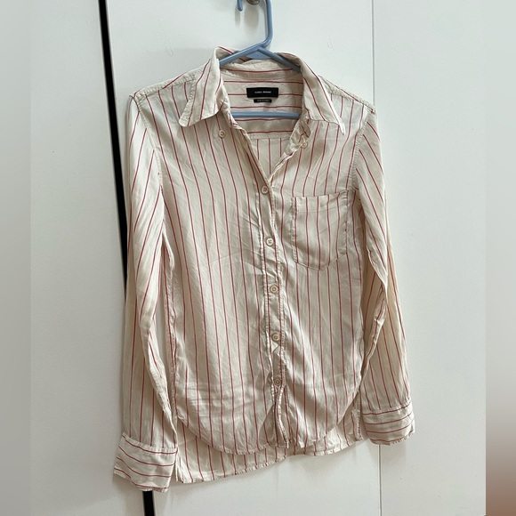 Isabel Marant Cream and Red Striped Button Down Shirt - Picture 13 of 13